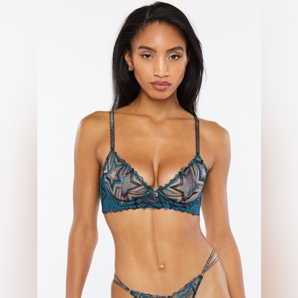 Savage X Fenty NWT Shining Star Embroidered Unlined Demi Bra women’s size 34C - Picture 5 of 13